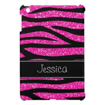 Hot Pink Faux Glitter Zebra Personalized