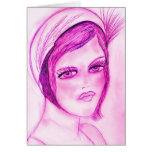 hot pink flapper greeting card