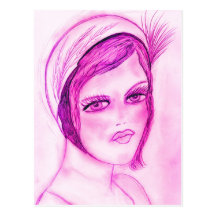hot pink flapper postcards