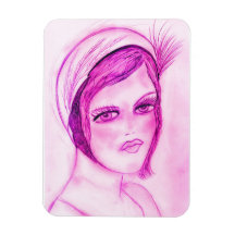 hot pink flapper rectangle magnets