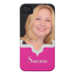 Hot pink frame girly photo iPhone template iPhone 4 Case-Mate Case