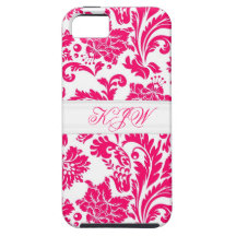 Hot Pink French Damask iPhone Case iPhone 5 Cases