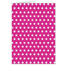 Hot Pink Fuchsia and White Polka Dots Pattern Gift Greeting Cards
