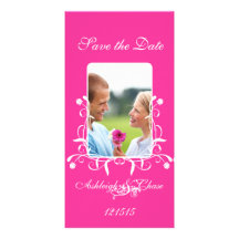 Hot Pink Fuchsia Save the Date Your Photo Photo Card