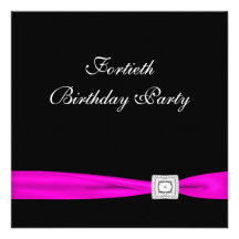 Hot Pink Fuchsia Womans 40th Birthday Party Announcement