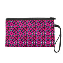 Hot Pink Geometric Floral Pattern Wristlets
