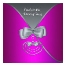 Hot Pink Girls 13th Birthday Party Invite