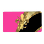 Hot pink & gold fleur de lys custom shipping label