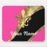 Hot pink & gold fleur de lys mouse pad