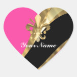Hot pink & gold fleur de lys sticker