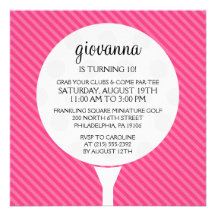 Hot Pink Golf Ball Miniature Golf Birthday Party Invitation