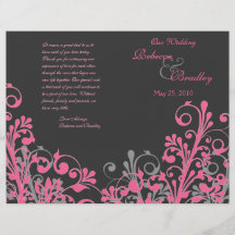 Hot Pink & Grey Abstract Floral Wedding Program Custom Flyer