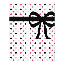 Hot Pink Grey, Light Pink and Black Polka Dots Invitation