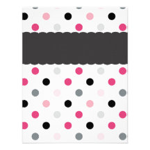 Hot Pink Grey, Light Pink and Black Polka Dots Personalized Invitations