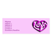 Hot Pink Hippie Love Heart Business Card