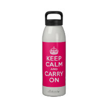Hot Pink Keep Calm and Carry On Drinking Bottles
