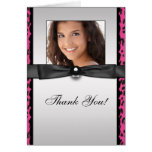 Hot Pink Leopard Photo Thank You Cards