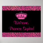 Hot Pink Leopard Princes Party Banner Print