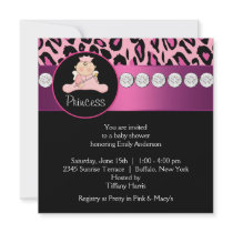 Hot Pink Leopard Princess Girl Baby Shower