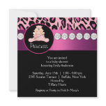 Hot Pink Leopard Princess Girl Baby Shower invitations