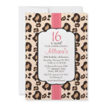 Hot Pink Leopard Print Sweet Sixteen Invitations