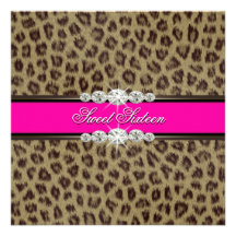 Hot Pink Leopard Sweet Sixteen Birthday Party Announcement