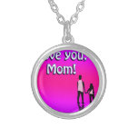 Hot Pink Love You Mom! Design Custom Necklace