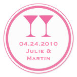 Hot pink martini wedding favour tag seal label