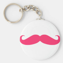 Hot Pink Moustache Key Chain