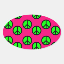 Hot Pink Neon Green Peace Sign Hippie Pattern Sticker