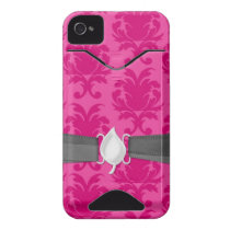 hot pink on pink chic damask pattern iphone 4 id cases