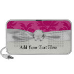 hot pink on pink chic damask pattern design mini speaker
