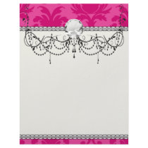 hot pink on pink chic damask pattern custom letterhead