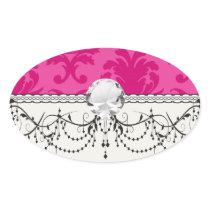 hot pink on pink chic damask pattern stickers