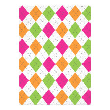 Hot Pink, Orange & Lime Argyle Custom Invites