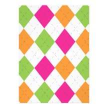 Hot Pink, Orange & Lime Argyle Invite