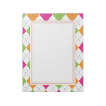 Hot Pink, Orange & Lime Argyle Note Pad