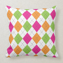 Hot Pink, Orange & Lime Argyle Pillows