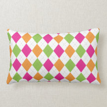 Hot Pink, Orange & Lime Argyle Pillows
