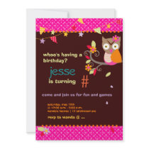 Hot Pink/Orange Owl/DIY colour... Birthday Party