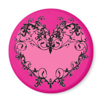 Hot Pink Ornate Heart - Magnet