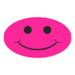Hot Pink Oval Smiley Face Stickers