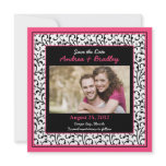 Hot Pink Photo Damask Floral Save the Date Personalized Invite