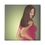 Hot Pink Pinup Hottie: Digital Art Refrigerator Magnet