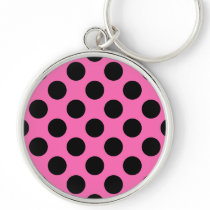 Hot Pink Polka Dots Keychains