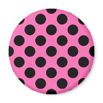 Hot Pink Polka Dots Refrigerator Magnets