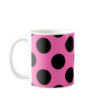 Hot Pink Polka Dots Coffee Mugs