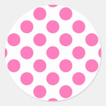 Hot Pink Polka Dots Round Stickers
