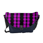 Hot pink pop art flowers over black bag courier bags
