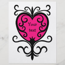 Hot pink punk girly girl ornate heart custom flyer